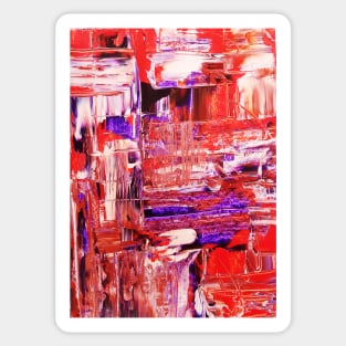 Abstract painting Red and white with a kiss of blue Sticker